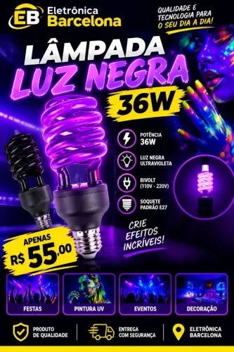 Lâmpada Luz Negra 36W