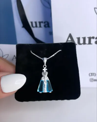 Colar Nossa Senhora, prata 925 legítima