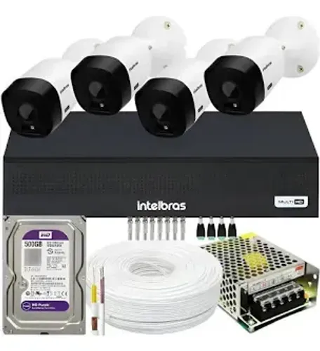 Kit câmeras de segurança 4 canais intelbras