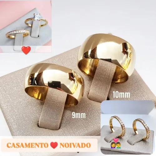 COMBO DE ALIANÇAS DE NOIVADO E CASAMENTO