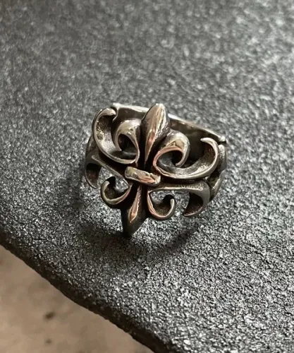 anel chrome hearts fleur de lis distressed spinner spacer ring prata 925 silver gothic ch