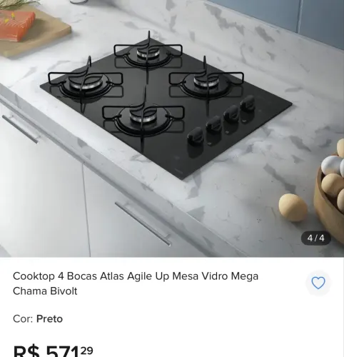 Cooktop 4 bocas atlas , LACRADO
