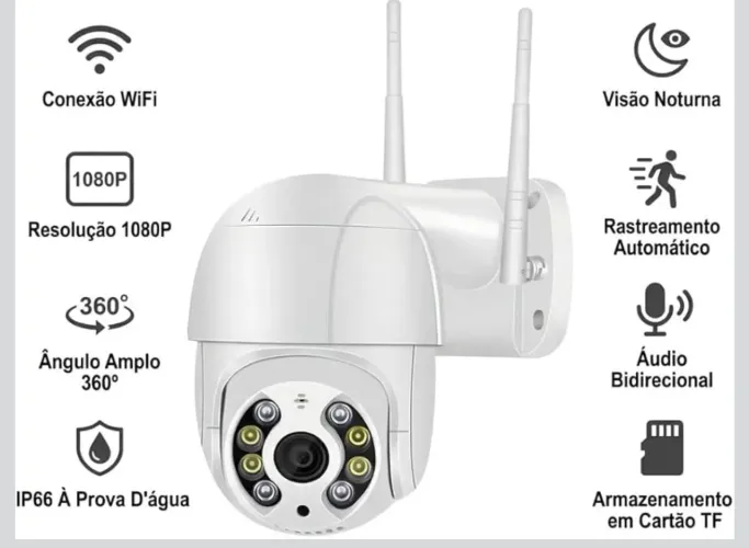 Câmera de Segurança Wi-Fi Externa 360° Full HD - NOVA