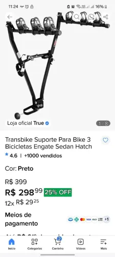 Suporte para carregar bicicleta no carro até 3 bicicletas