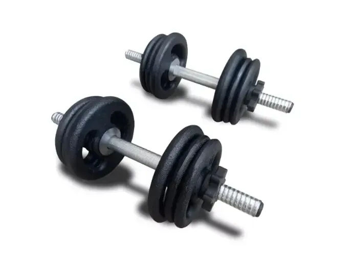 Par de Halteres Barra De Rosca 40cm + 24kg Anilhas P/ Musculação