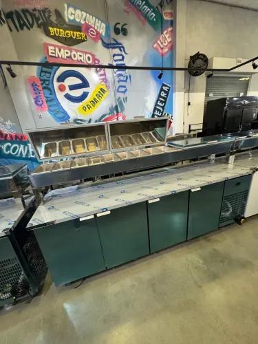 BALCAO DE SERVICO REFRIGERADO CONDIMENTADOR 2,50 METROS INOX REFRIMATE