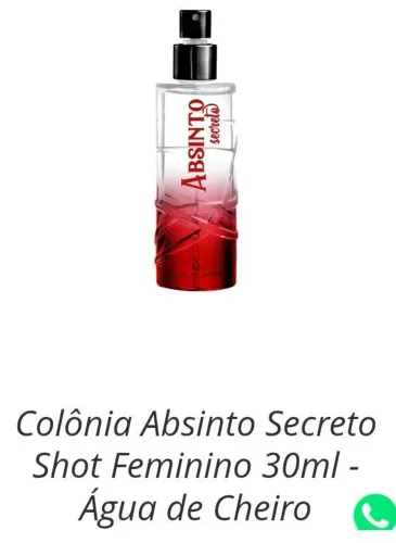 Colônia  absinto secreto  shot feminino ( água de cheiro)