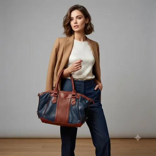 Bolsa couro sintetico casual.