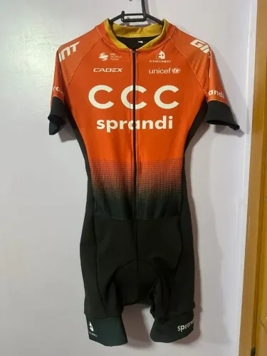 Macacão de ciclismo Giant CCC Team Etxeondo laranja e preto - tam P
