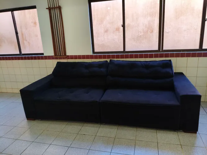 R$1000-SOFÁ AUSTIN VELUDO PRETO 2,93M-NOS INGLESES