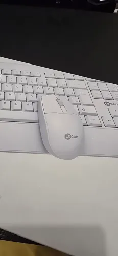 Kit teclado e mouse sem fio Lenovo branco KW202