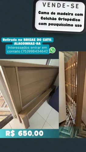 Cama de madeira com colchão ortobom ortopédico