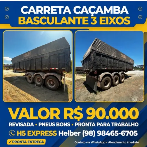 Carreta Caçamba Basculante 3 Eixos Rossetti SRBA ST3.25 2008 - Revisada