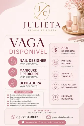 Vaga para Nail Designer/Manicure/Pedicure/Depiladora