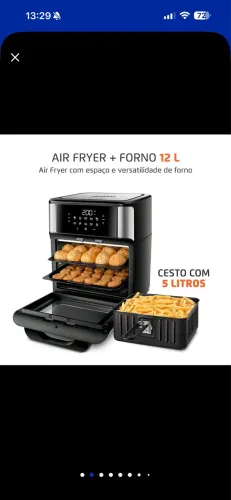 Air fryer + forno 12L -Mondial na caixa