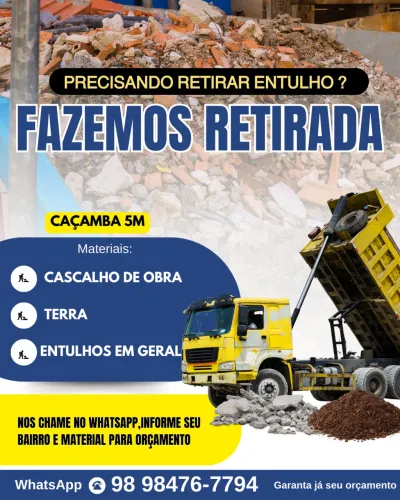 Retiramos entulho carrada 5 metros