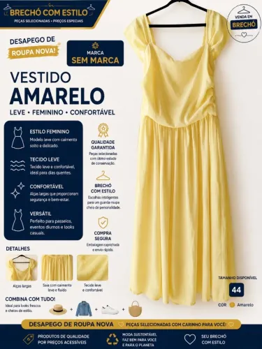 Vestido amarelo manteiga Evasê