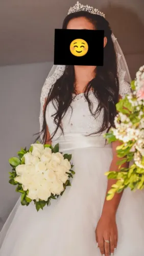 Vestido de Noiva Princesa Branco com Renda - Feito a mão 
