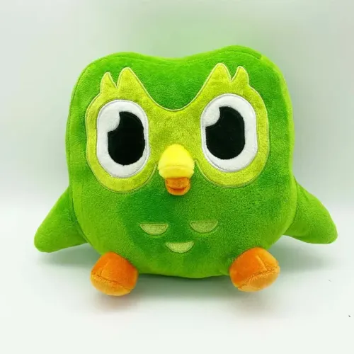 Pelúcia Mascote Duolingo Inglês Passarinho Coruja Verde
