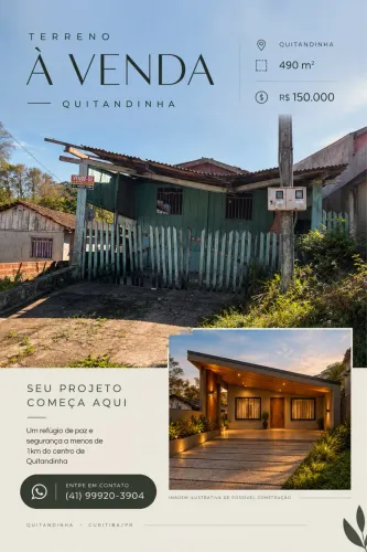 Terreno de 490m² em Quitandinha - Alto, Vista Linda, 1km do Centro [Aceita Carro]