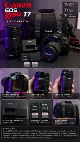 Cânon EOS Rebel T7 - kit completo
