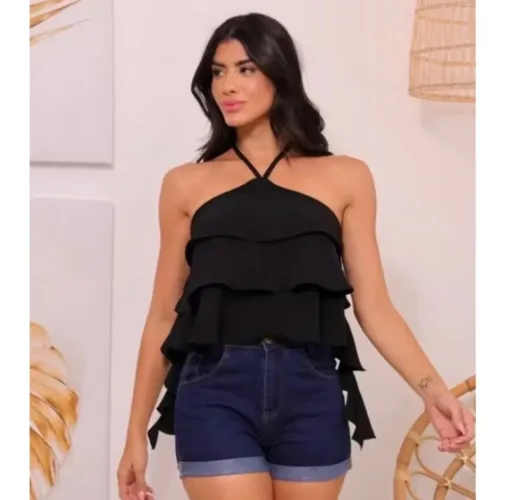 blusa de tiras preta