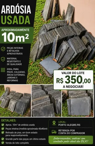 Pedra Ardósia Usada - Aproximadamente 10 m²