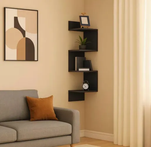 Prateleira Decorativa de Parede Preta - Nova, Nunca Instalada