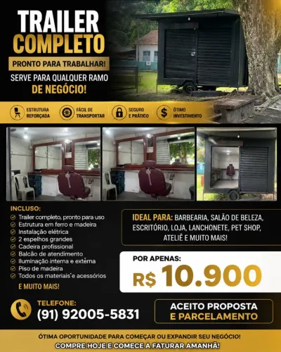 Trailer para negócio ponto comercial