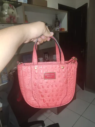 Bolsa couro legítimo croco vermelha - smart bag