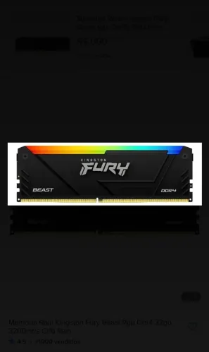 Memória Ram Kingston Fury Beast Rgb Ddr4 32gb 3200mt/s Cl16 Ram