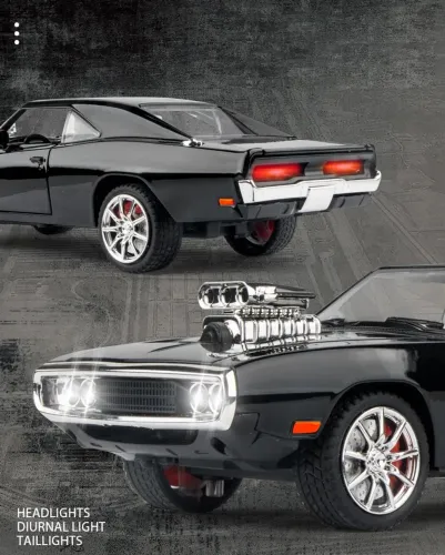 Miniatura Dodge Charger Velozes & Furiosos 1:24 com Luzes LED - Metal Colecionável