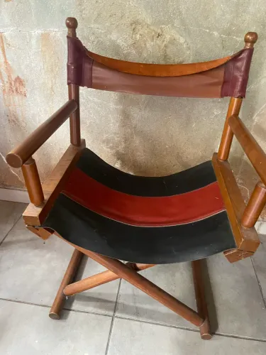 Cadeira diretor cinema madeira e couro