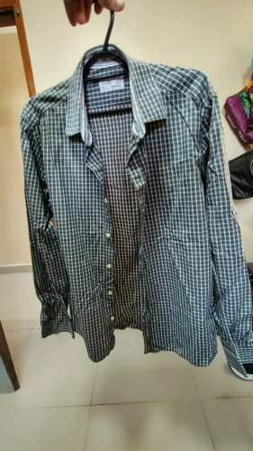 Camisa Quadriculada Cinza P - Brechó Masculino