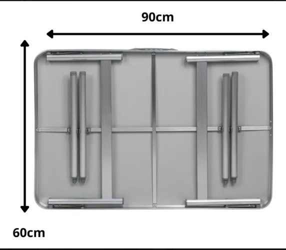 Mesa Alumínio 90x60cm tipo maleta