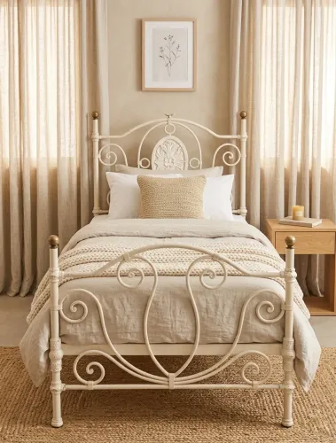 Cama solteiro ferro clássica estilo Farmhouse 