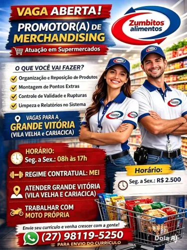 Vaga para promotor merchandising