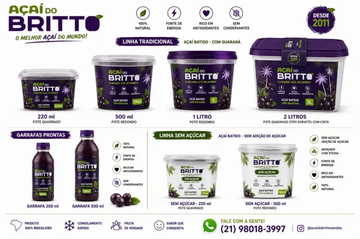 Distribuidora de açaí - Caixa 10 litros / pote / garrafa