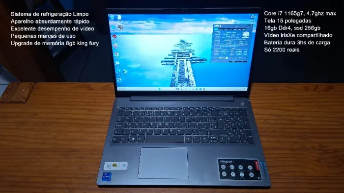 Notebook Lenovo core i7, 11a ger, video irisXe, 16gb ddr4 e ssd 256gb M2, aceito cartão