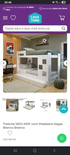 Vendo Treliche Novo na Caixa. 100% MDF branco com prateleiras Casa Tema