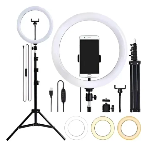 Ring Light Led Iluminador Uberon de 26cm e Tripé 210cm Kit Iluminação Fotográfica - NOVO