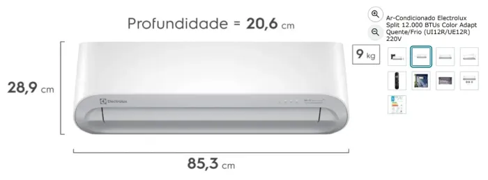 Ar Condicionado Electrolux Split 12000 BTUs Color Adapt Quente/Frio (UI12R/UE12R) 220V