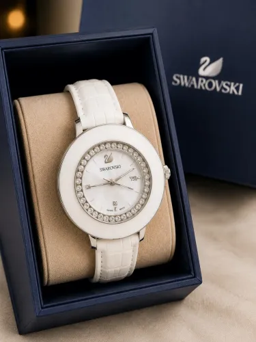 Relógio Swarovski Original Branco + Caixa Original