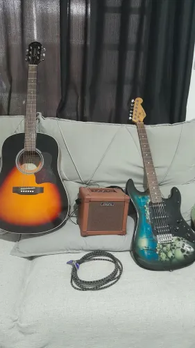 Violao guitarra e amplificador