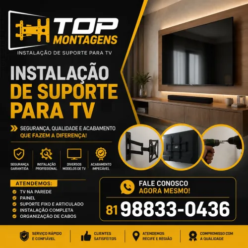 INSTALAÇÃO DE TV COM SUPORTE FIXO INCLUSO