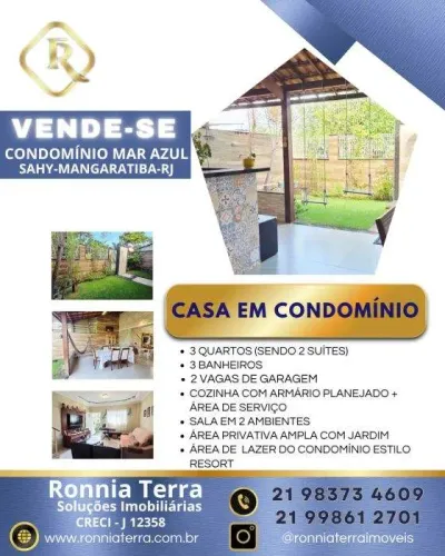 Casa em Condominio 3 quartos( 2 suites)-Sahy-Mangaratiba-RJ