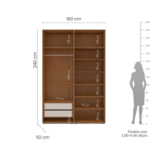 Closet Modular sem Portas - Padrão Freijó | Excelente Estado