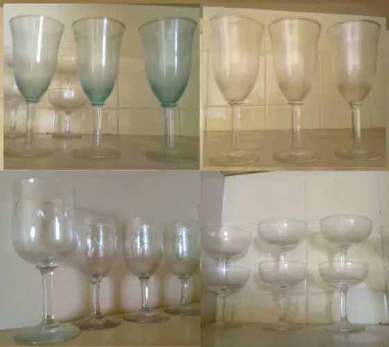 Taças de vinho e champanhe 15,00 cada uma.