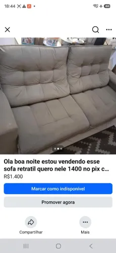 Vendo im sofa retratil novo top quero nele 1400 no pix e novo. Só aceito pix .e vim busca