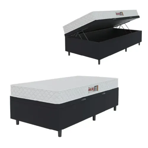 Colchão Casal D20 + Cama Base Baú Solteiro Malibu 
